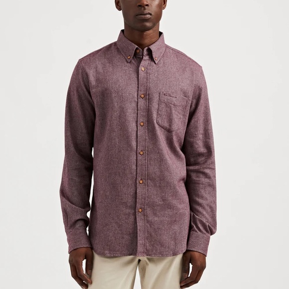 Ben Sherman Other - Ben Sherman Men’s maroon Twill Flannel Button Down Long Sleeve shirt Medium